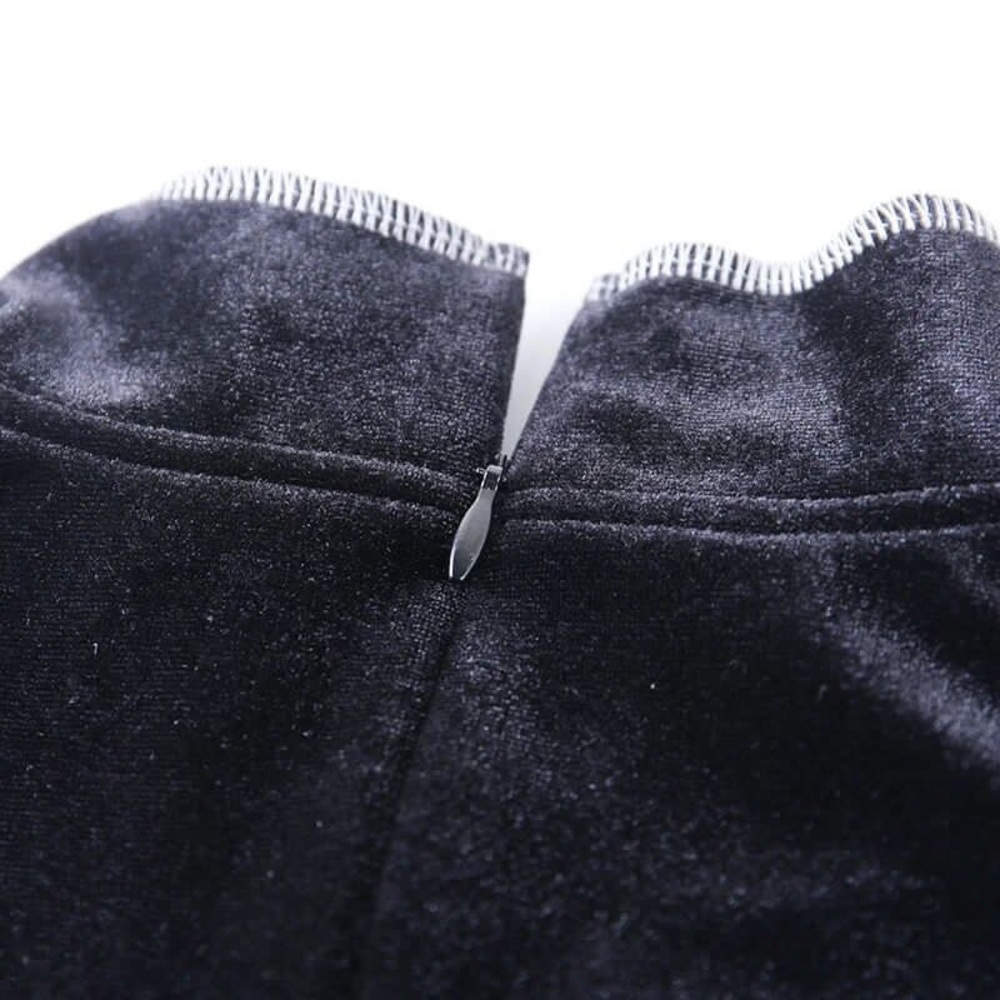 NEW GOTH HIRAJUKU BLACK VELVET MAXI DRESS - Picture 11 of 11